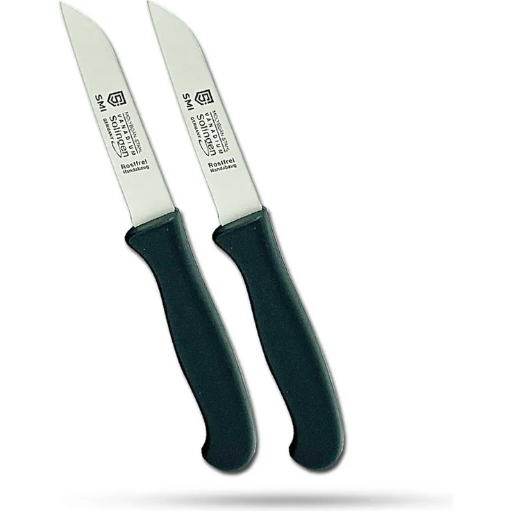 SMI Schälmesser Küchenmesser Obstmesser Solingen Gemüsemesser gerade 2 Stück, schwarz
