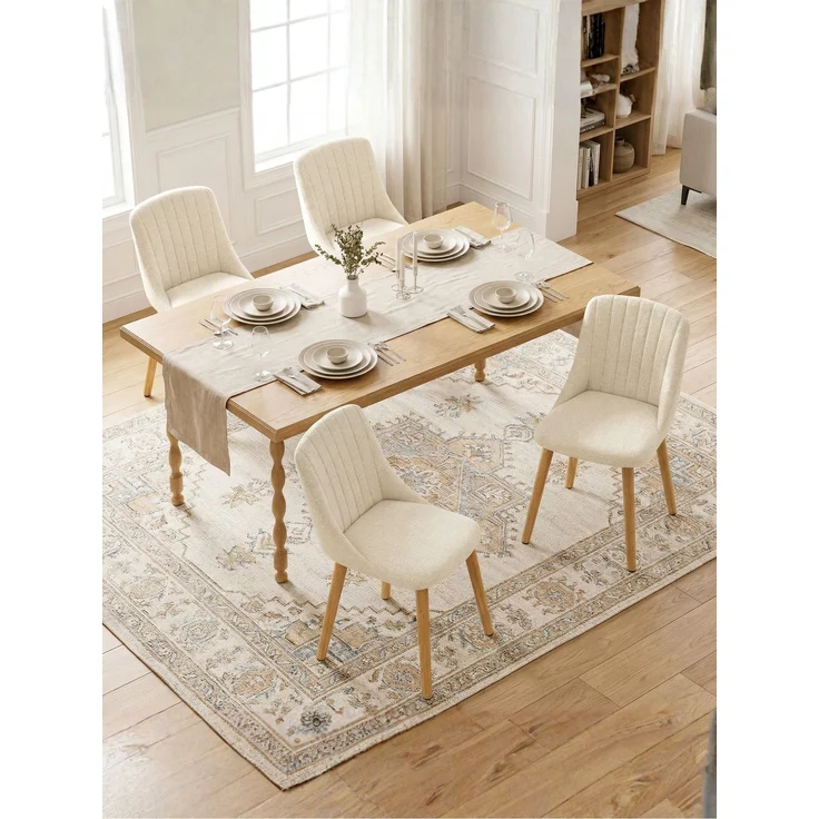 GOEURVANT 993 Esszimmerstühle 2er-Set, Chenille - Creme – Bild 2