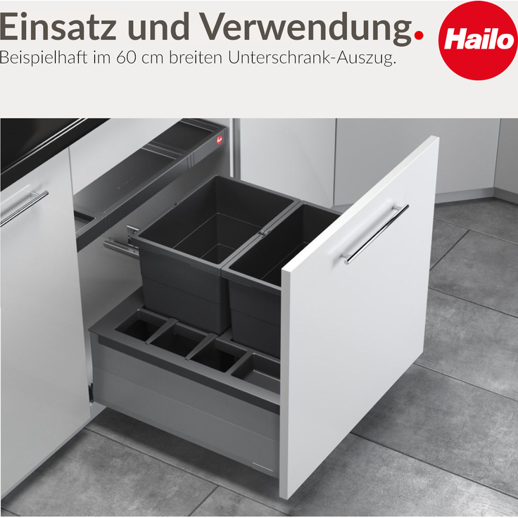 Hailo Abfallsammler 3620811 Separato Abfall Einsatz 2x 20 L Mülleimer Dunkelgrau – Bild 3