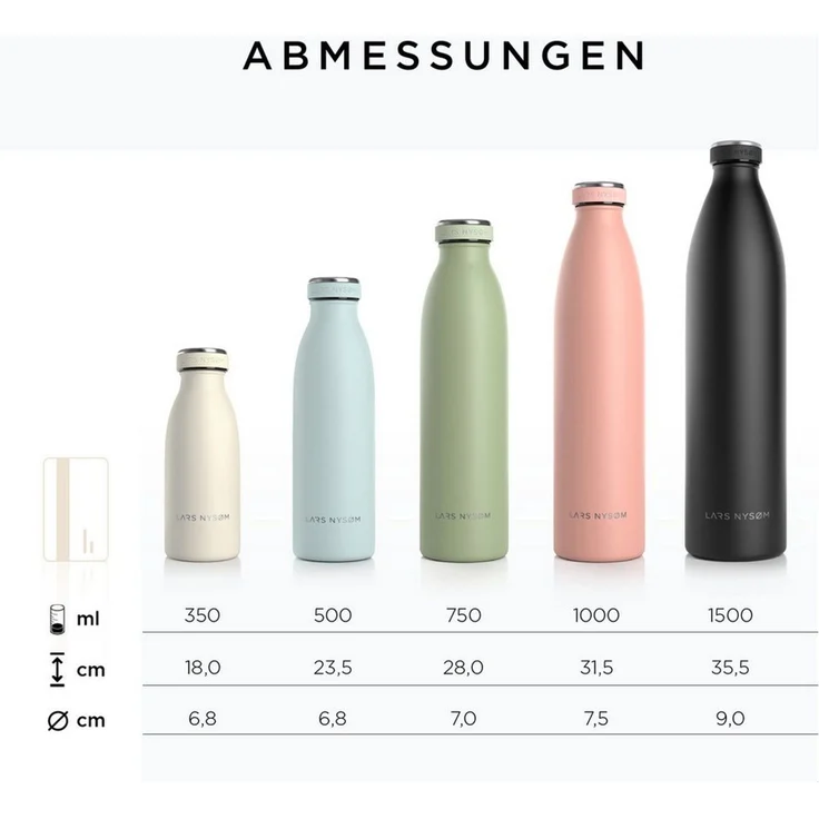 LARS NYSØM Thermoflasche Ren, Isolierflasche mit Vakuum Isolierung: 12h heiß / 24h kühl – Bild 3