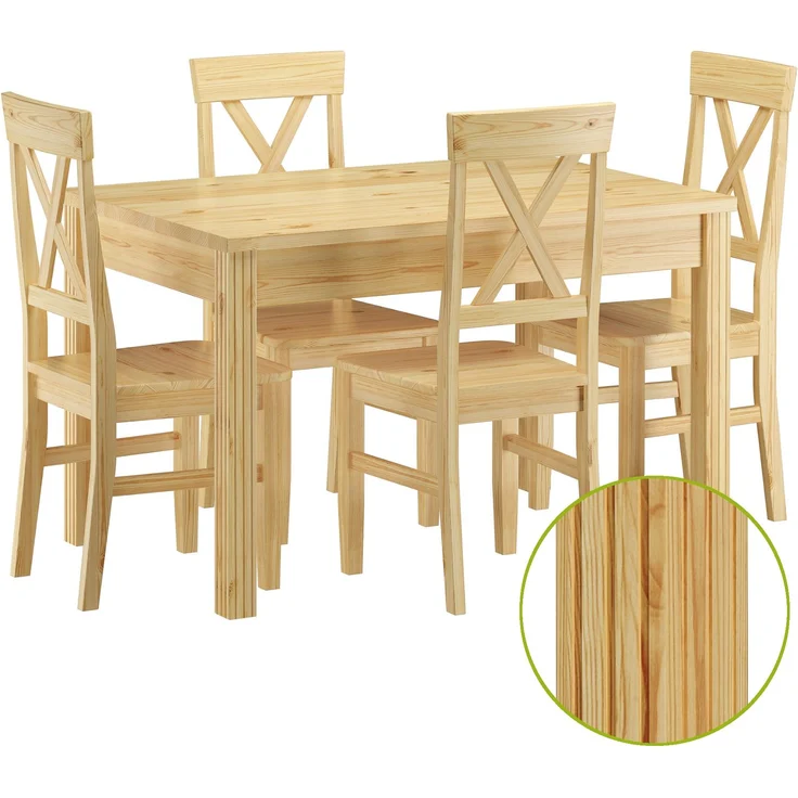 Sitzgarnitur mit Tisch und 4 Stühle Kiefer Massivholz Vollholzmöbel 90.70-51 C-Set 23 – Bild 1