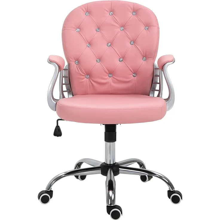 Vinsetto Ergonomischer Bürostuhl, Chefsessel, Gepolsterte Rückenlehne, Rosa, PU, 59,5x60,5 95-105 cm