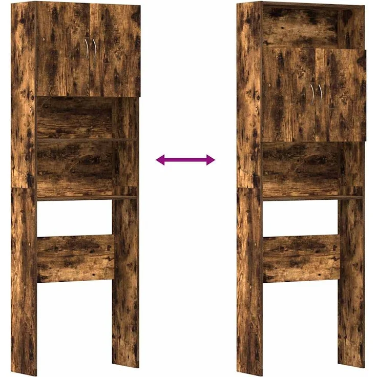 vidaXL Waschmaschinenschrank Räuchereiche 64x24x190 cm Holzwerkstoff 859131 – Bild 8