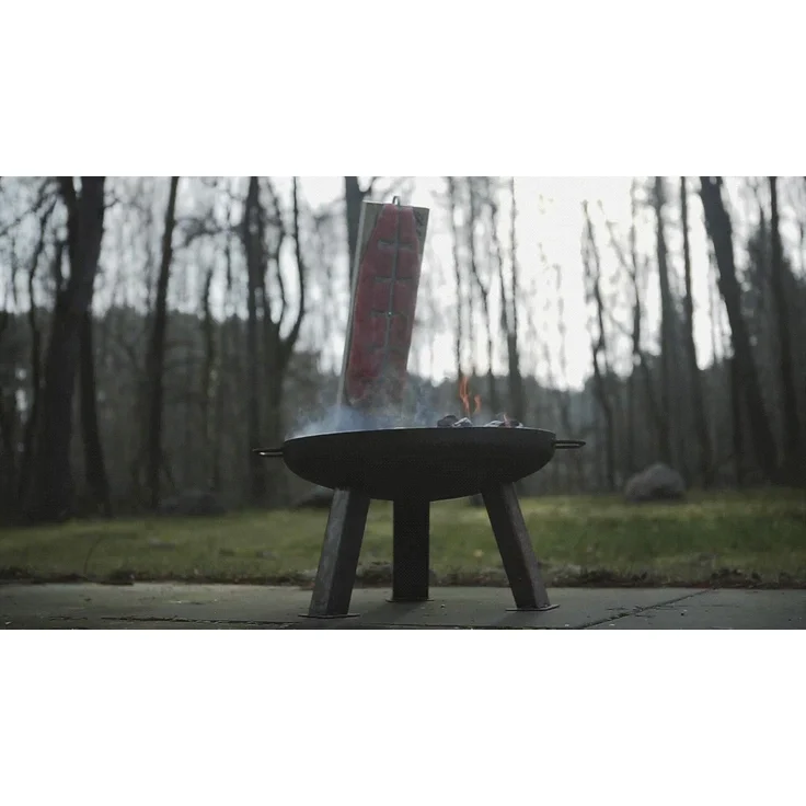 Axtschlag Premium Flammlachsbrett Kirschholz extrastark, 10-Fach verstellbare Halterung aus Edelstahl für Feuerschale, Feuertonne, Feuerkorb, Smoker, Grill, Gastronomie – Bild 9