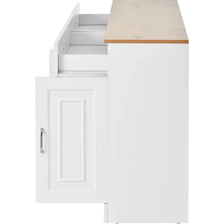 DESVIAE Sideboard mit 4 Türen und 2 Schubladen 120x80,5x35 cm Spanplatte Weiß – Bild 9