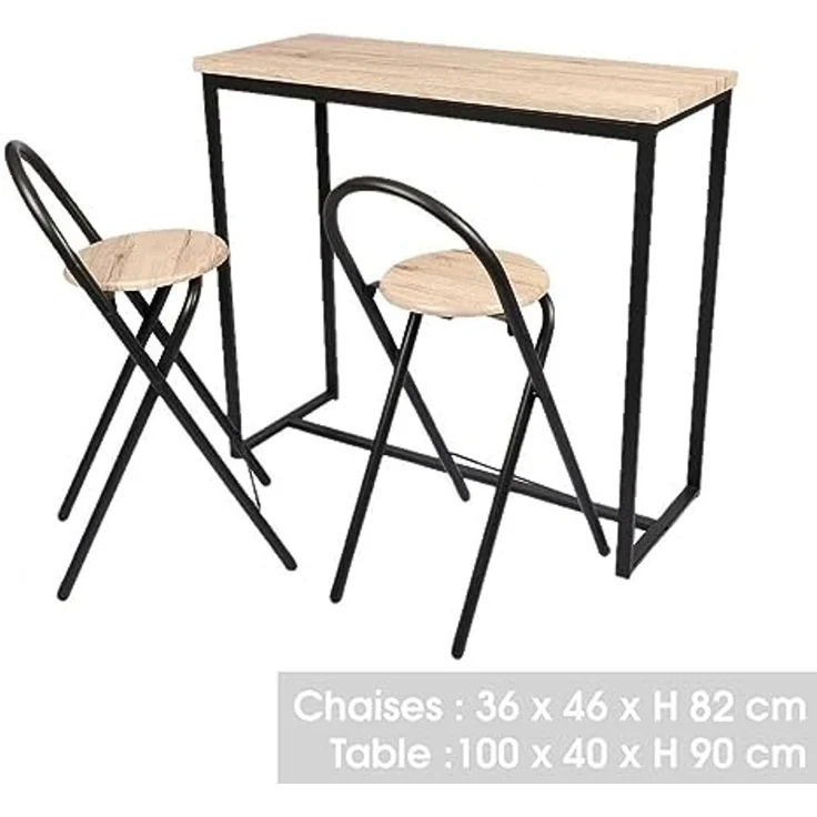 Urban Living COLORADO Set: Tisch mit 2 Barstühlen Bistrotisch+Barhocker 151215 – Bild 4