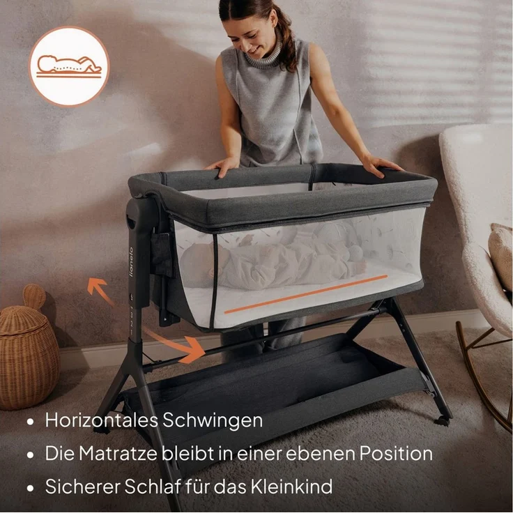lionelo Reisebett LEONIE PLUS (Set, Set) SUPER Babytragetasche, Wiege, freistehendes Babybett – Bild 3