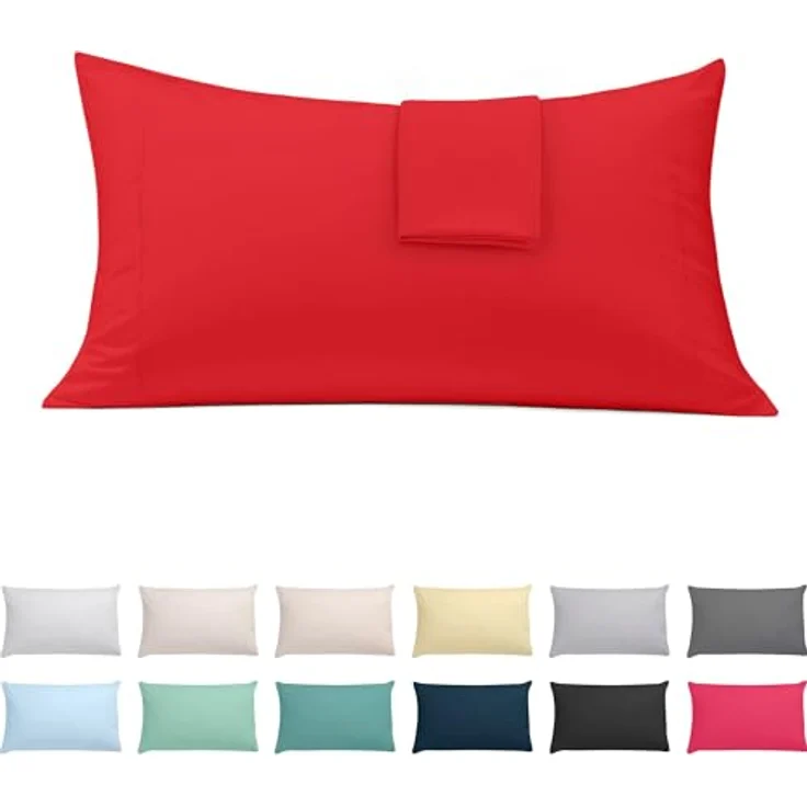 ECOMMERC3 Kissenbezug, 90 cm, extra weich und bequem, roter Kissenbezug, atmungsaktiv, leicht zu waschen, Rot – Bild 1