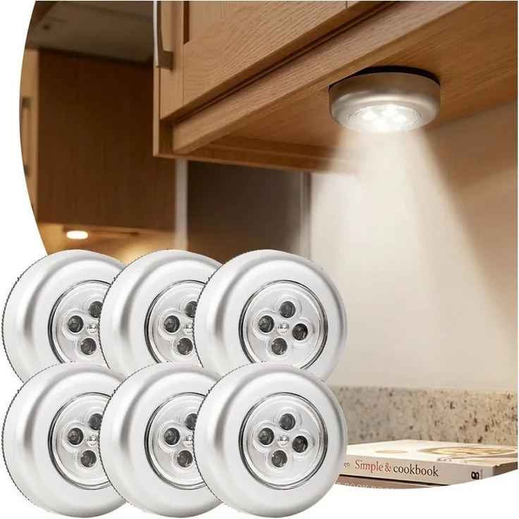 shop'n smile ideoon LED Unterbauleuchte mit Touch-Control, batteriebetriebene Schrankleuchten, selbstklebend - kabellose Push-Lights für Schränke