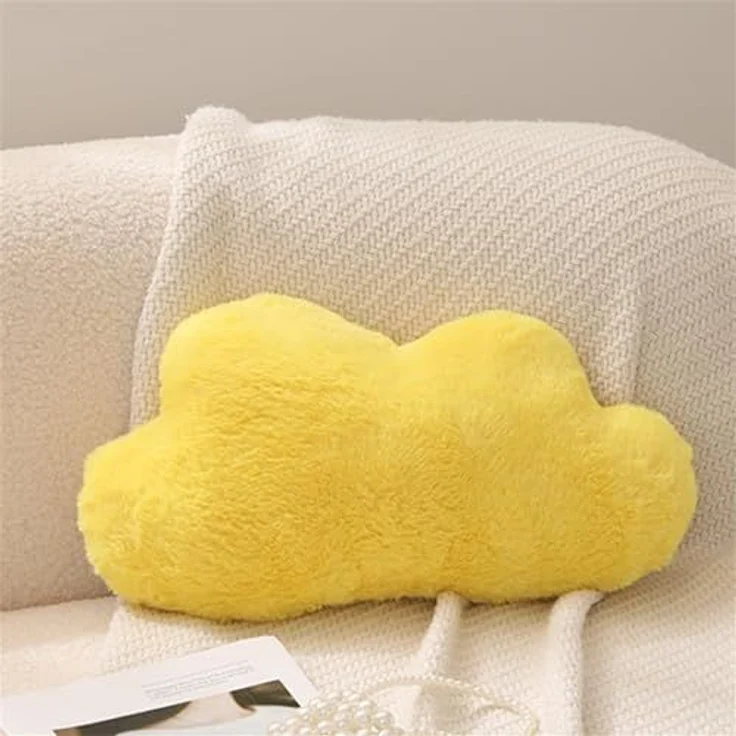 Kuschelkissen Kinder Sternkissen Weiche Flauschige Mond Wolken Sternform Zierkissen Sofakissen, Plüsch Kissen Dekokissen für Kinderzimmer Schlafzimmer Deko (Gelbe Wolke 44 cm) – Bild 1