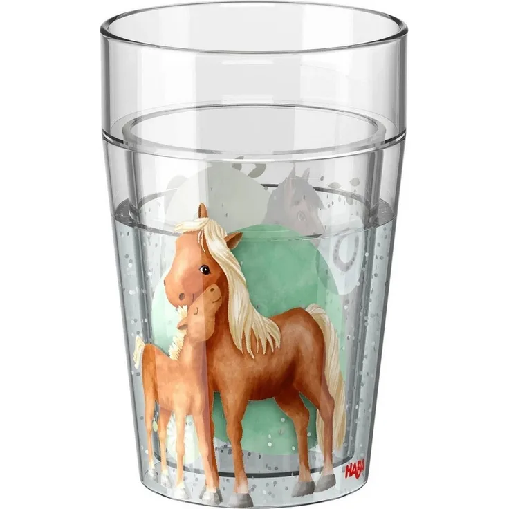 Haba Becher HABA Glitzerbecher Pferde Doppelwandig Kunststoff