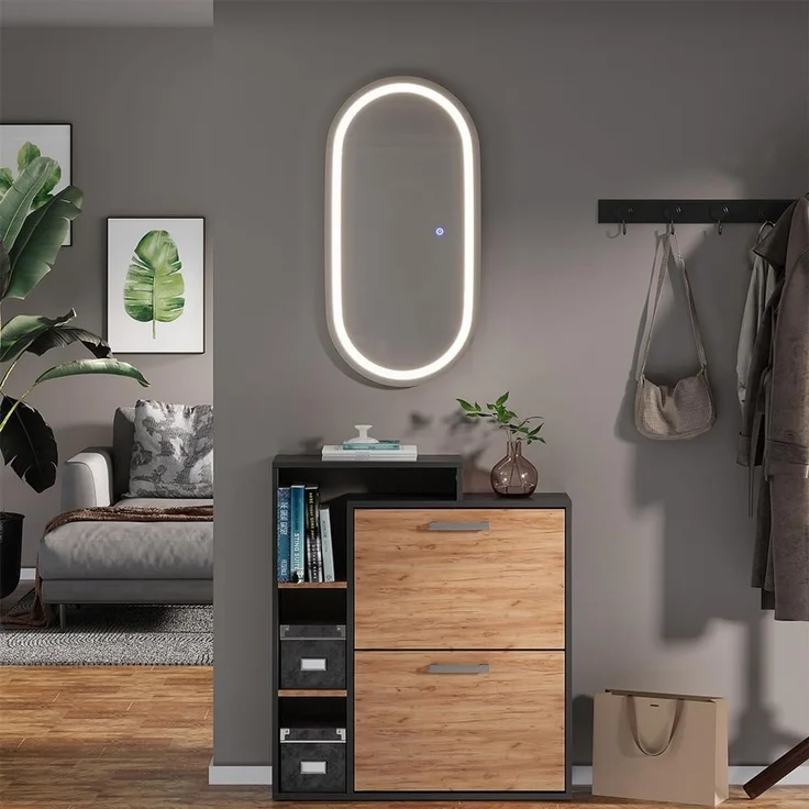 Badezimmerspiegel Miral Glas 80 x 40 cm mit Frontlight Beleuchtung Vicco – Bild 7