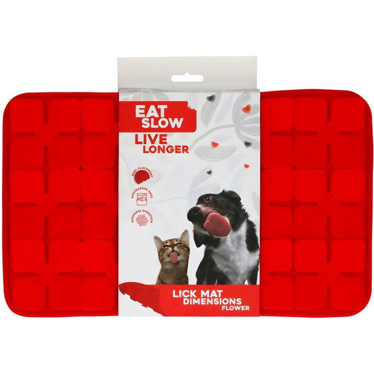 Eat Slow Live Longer Leckmatte Flower rot, Maße: 21 x 34 cm – Bild 1