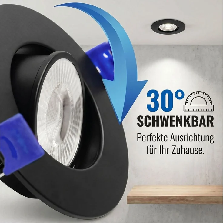 Maxkomfort LED Einbaustrahler 3/6/12er Set - schwenkbar & Ultraflach, Neutralweiß 4000K, LED fest integriert, Deckenspots Schwarz/Weiß/Silber - Einbauspots IP20 Ø90mm – Bild 3