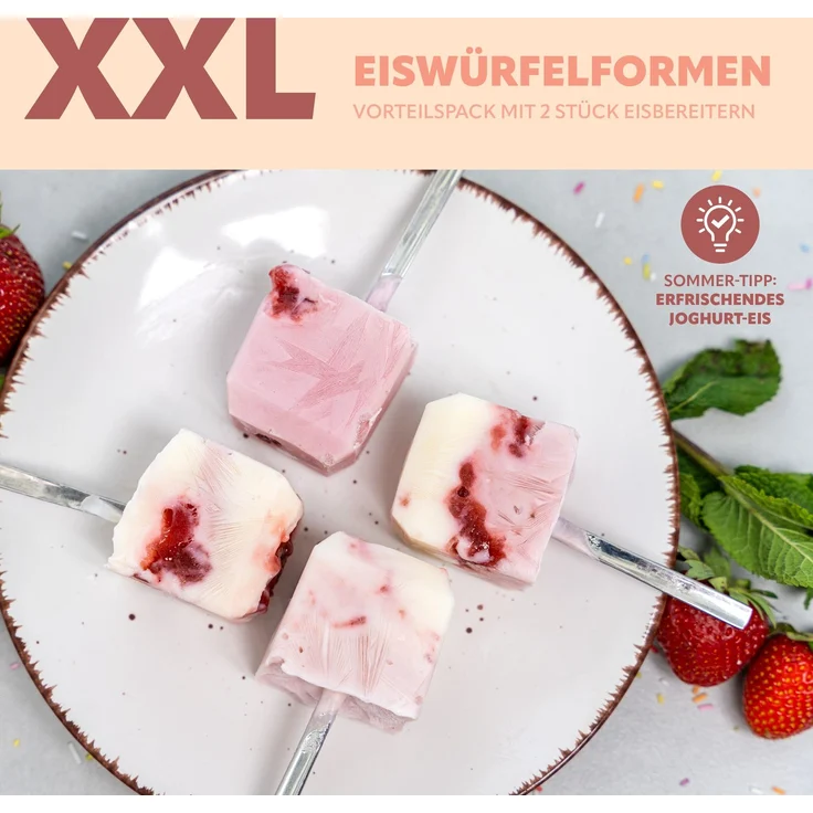 XXL 6er Silikon-Eiswürfelform, 2er-Set // 2 Stück für je 6 XXL Eiswürfel ca. 4 x 4,5 cm – Bild 6