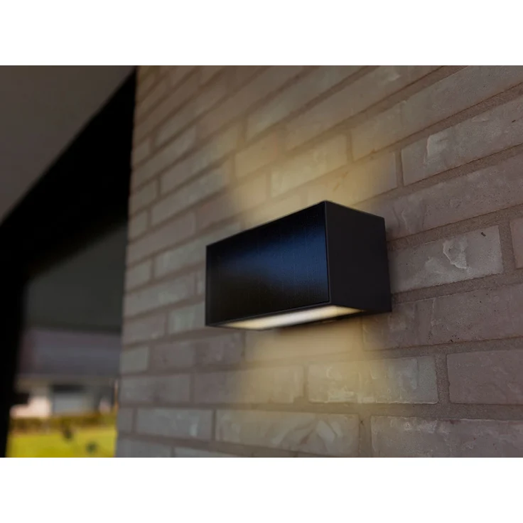 HYBRID LED Außenwandleuchten 2er SET, Solar & Strom 230V, Anthrazit, 18 x 9 x 8 cm – Bild 5