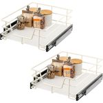 Teleskopschubladen 2er Set - für 50 cm Schrank mit Einlegeboden, aus Metall, (Cremeweiß)