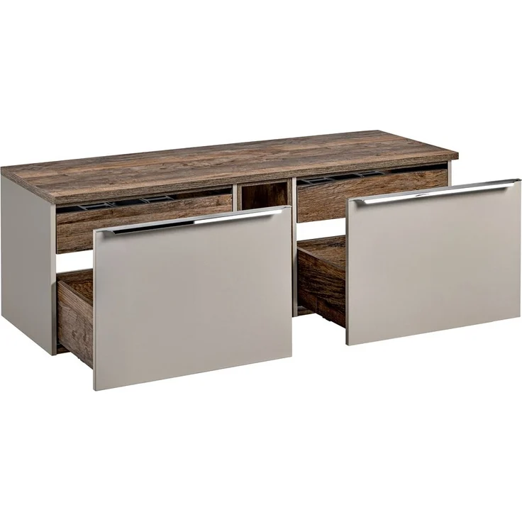 Lomadox 'Puebla' Waschbeckenschrank, Holz taupe, Vintage Oak, 48,5 x 46 x 140,4 cm – Bild 4
