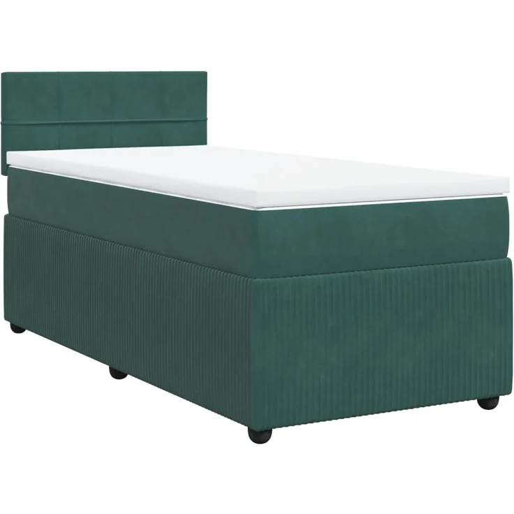 vidaXL Boxspringbett mit Matratze Dunkelgrün 100x200 cm Samt 3287665 – Bild 2