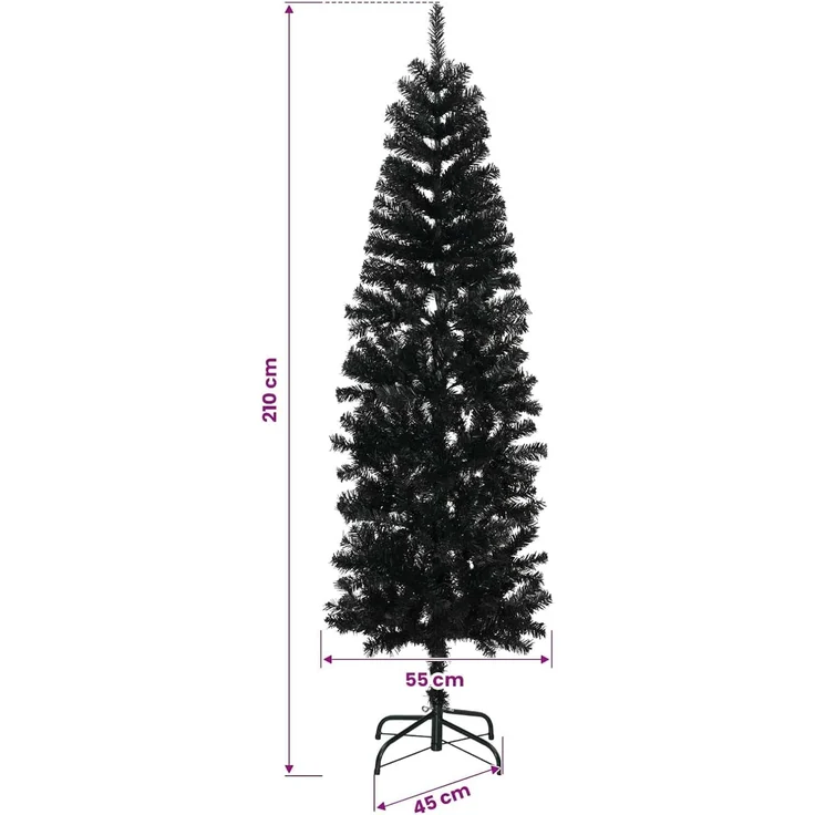 vidaXL Künstlicher schlanker Weihnachtsbaum 210 cm PVC und Stahl 42055253 – Bild 3