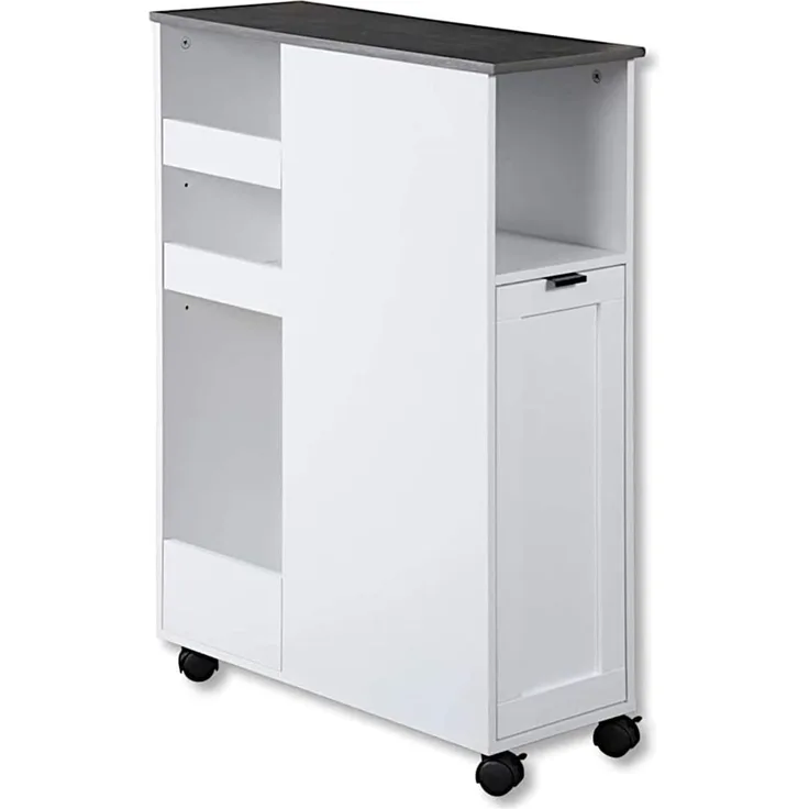 KESPER Nischenregal 24850-13 Spanplatte weiß mit Lenkrollen / Servierwagen