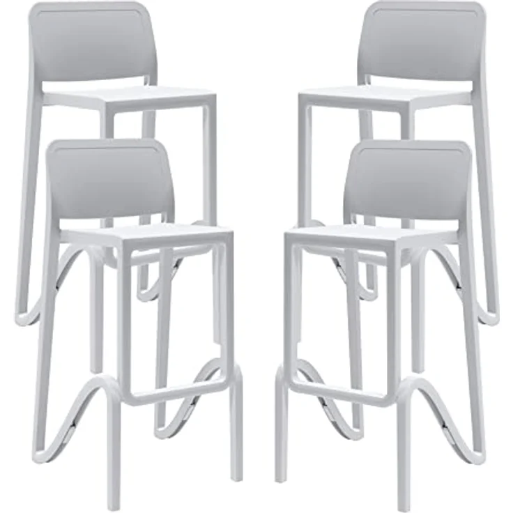 Gardenia Hocker, hoch, stapelbar, für Innen- und Außenbereiche, aus Polypropylen, Giano, Weiß, hergestellt in Italien, für Zuhause, Bar, Restaurant – Bild 1