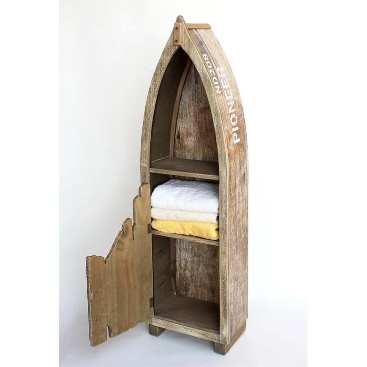 DanDiBo Regal Boot in Bootsform aus Holz Antik 7309 Maritim Bootsregal Badregal Badschrank Braun – Bild 4