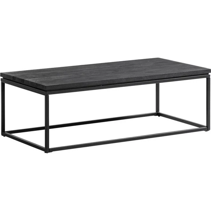 Livetastic Couchtisch, Schwarz, massives Mangoholz, rechteckig, 60x40x120 cm