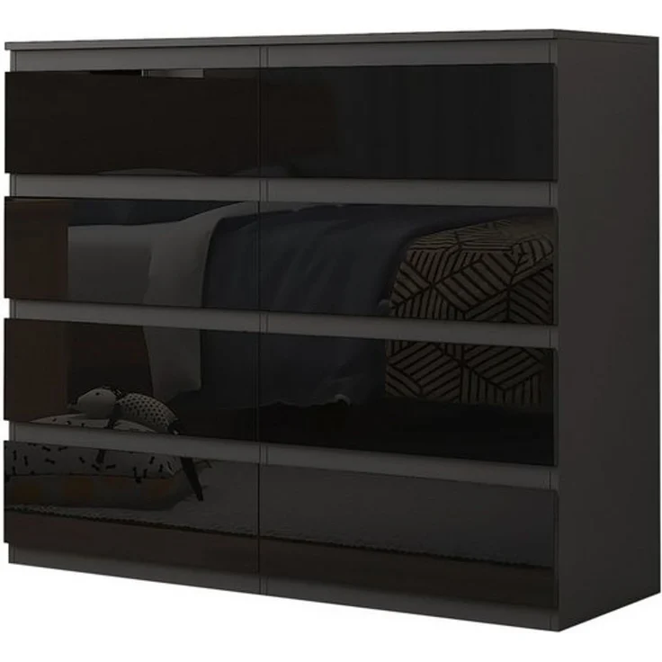 HTI-Living Kommode Kommode Kenji 8 Schubladen Hochglanz Schwarz (Stück, 1 St, 1 Kommode), Sideboard – Bild 4