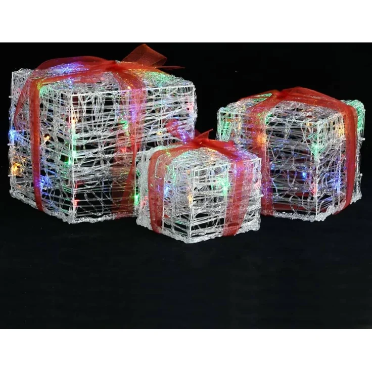 vidaXL LED-Geschenkboxen 3 Stk. Weihnachtsdekoration Mehrfarbig 328793 – Bild 1