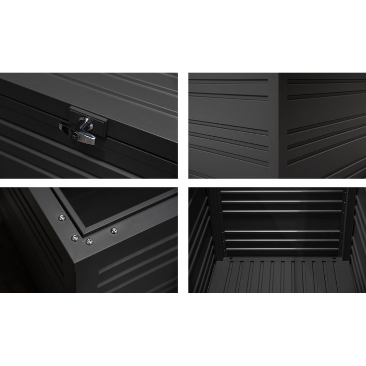 Weide Gartenbox | 100% Aluminium | Aufbewahrungsbox 1015 L | Outdoor Box mit Deckel | 180 x 74 x 79 cm – Bild 7