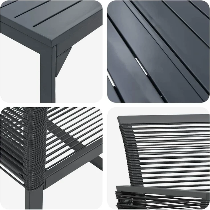 vidaXL Garten Essgruppe 7 pcs Schwarz Poly-Rattan 3378820 – Bild 8
