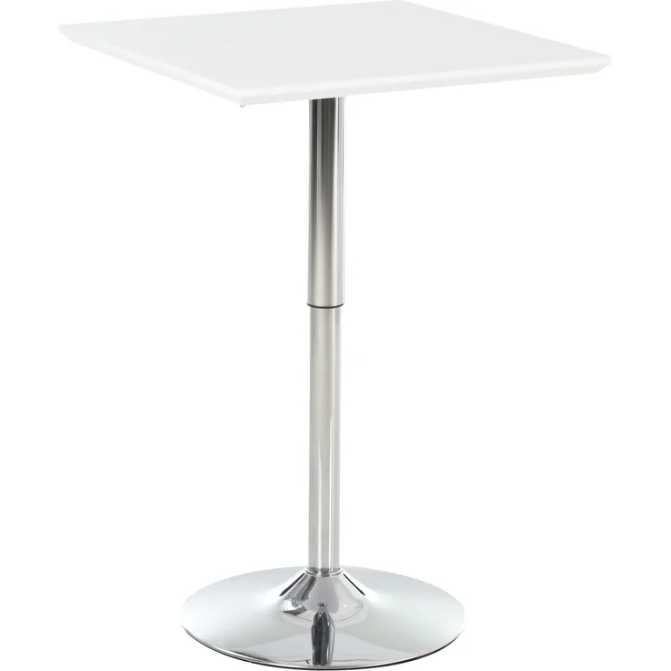 EINHOM Bistrotisch Pub Bartisch Höhenverstellbar Quadratisch 60 × 60 cm Stahl Weiß 71-92 cm für Küche oder Garten