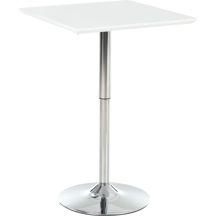 EINHOM Bistrotisch Pub Bartisch Höhenverstellbar Quadratisch 60 × 60 cm Stahl Weiß 71-92 cm für Küche oder Garten – Bild 1