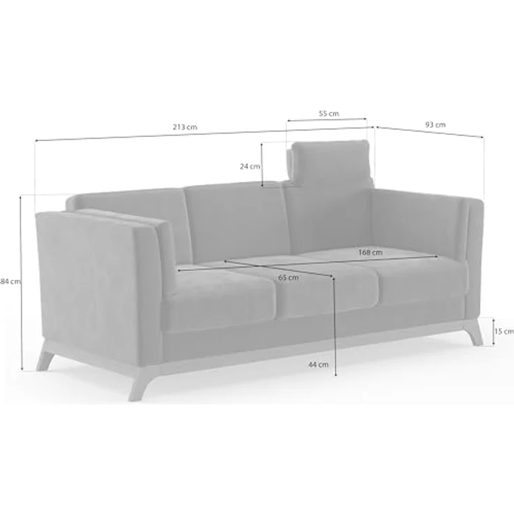Cavadore 3er-Sofa Vida / 3-Sitzer Couch im trendigen Design mit massivem Holzrahmen in Buche, Kopfstütze mit Kuschelkissen / 213 x 84 x 93 / Mikrofaser, Perlbeige – Bild 3