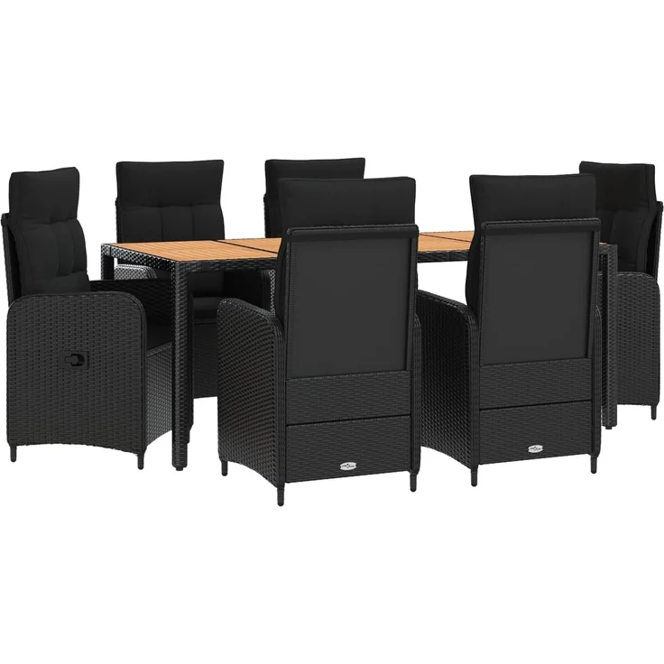 vidaXL Outdoortisch-Set 7 stk. Schwarz 190 x 90 x 75 cm 3422274 – Bild 2
