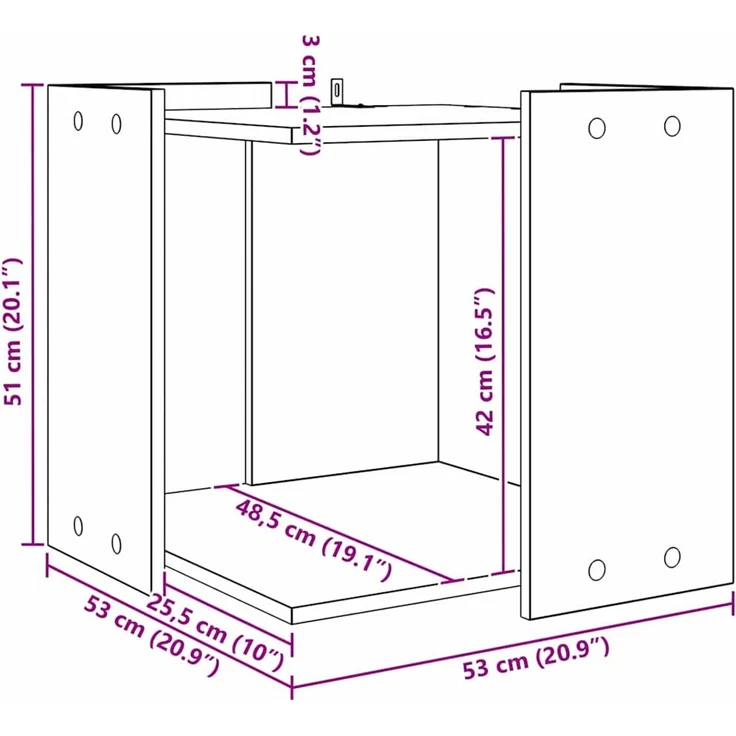 vidaXL Katzenstreu Box Umzäunung Schwarz Eichen-Optik 53 x 53 x 51 cm 884069 – Bild 9