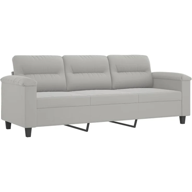 vidaXL 3-Sitzer-Sofa mit Hocker Hellgrau 180 cm Mikrofasergewebe 3201232 – Bild 3