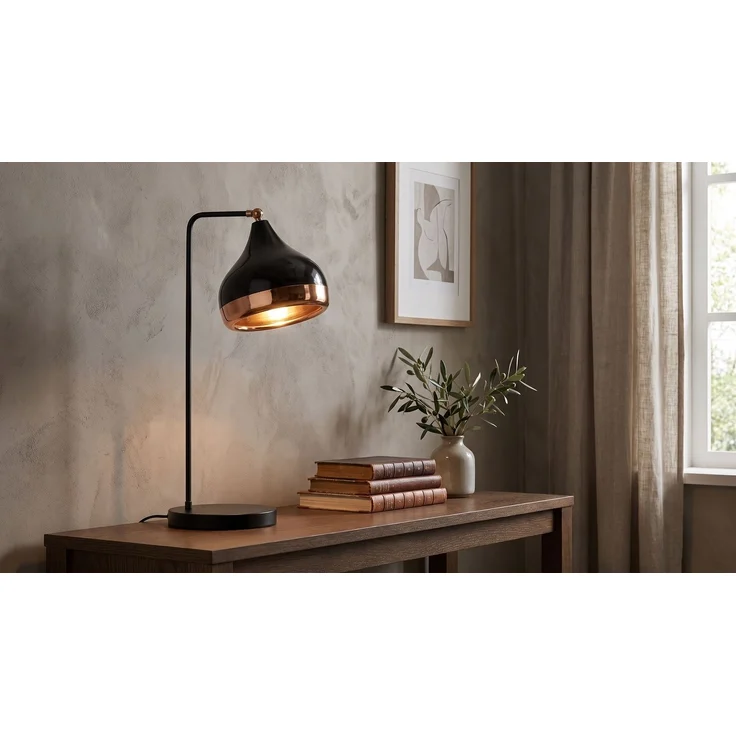 KAWOLA Tischlampe AVENOR Metall schwarz kupfer 52 x 26 x 17 cm – Bild 1