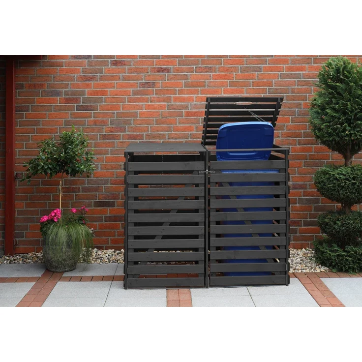 promadino Mülltonnenbox Vario V, für 2x240 l, anthrazit – Bild 2