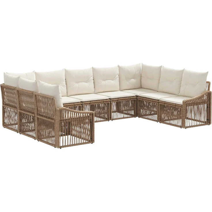vidaXL Gartensofa-set 9 pcs Beige Poly-Rattan 3436110 – Bild 1