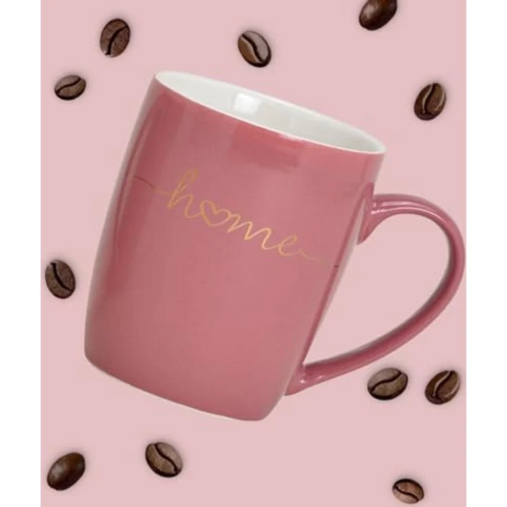 matches21 HOME & HOBBY Tasse Schöne Kaffeetassen 6er Set einfarbig Herzen mit Spruch Home, 6-tlg, Porzellan, Tee Kaffee-Becher, klassisch, rosa pink weiss goldfarben, 300 ml – Bild 5