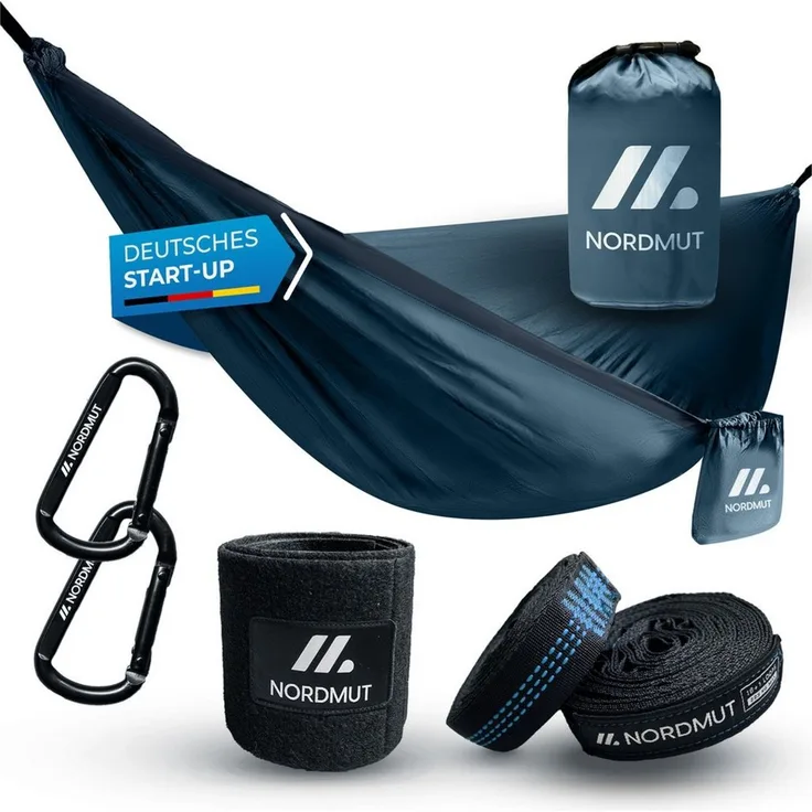 Nordmut Hängematte NORDMUT® Ultraleichte Hängematte Outdoor [mit Befestigungs-Set], extrem robust, kompakt, vielseitig einsetzbar