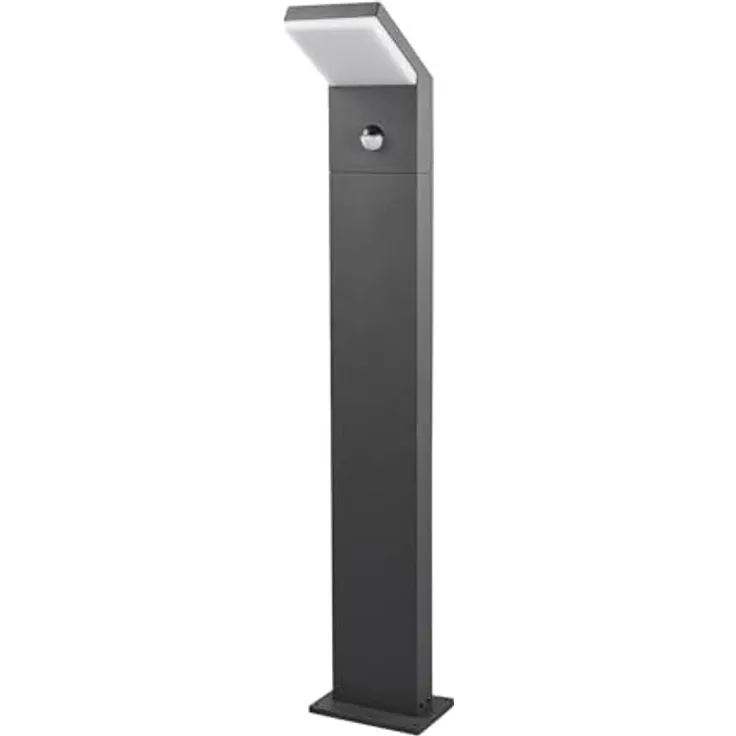 Arcchio LED Außenleuchte Yolena, moderne Pollerleuchte mit Bewegungsmelder, spritzwassergeschützt, Schwarz, Aluminium, 1-flammig, IP54