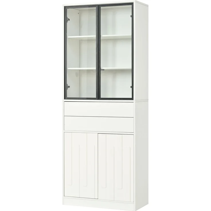 Vitrinenschrank 70 x 34 x 180 cm in Weiß mit Glastüren und App-gesteuerter LED-Beleuchtung – Bild 7