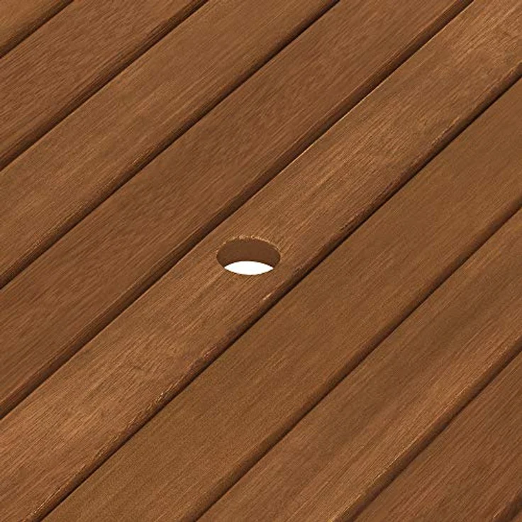 Furinno Tioman Outdoor Klapptisch mit Sonnenschirmloch, Natur, 89,92 x 89,92 x 72,39 cm – Bild 7