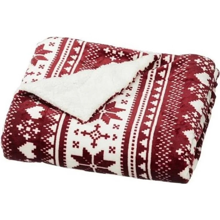 Wohndecke, CEPEWA, Rot / Weiß gemustert, aus Polyester, 125 x 150 cm, Fleece – Bild 2