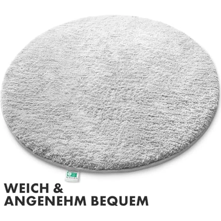 Floordirekt Badematte Sky, Rund - Ø 95 cm, Weicher Hochflor, Rutschhemmend, Schnell trocknend, Geeignet für Fußbodenheizung, Weiß – Bild 5