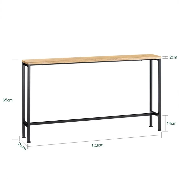 SoBuy FSB19-E Konsolentisch Flur, Metall, Pulverbeschichtung, Helle Eiche, 120 x 65 x 20 cm – Bild 3
