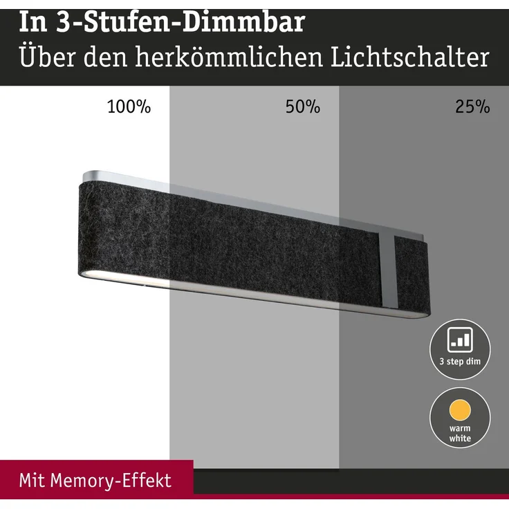 LED Wandleuchte 3-Step-Dim Jagun 2700K 1250lm 230V 18W dimmbar Anthrazit – Bild 4